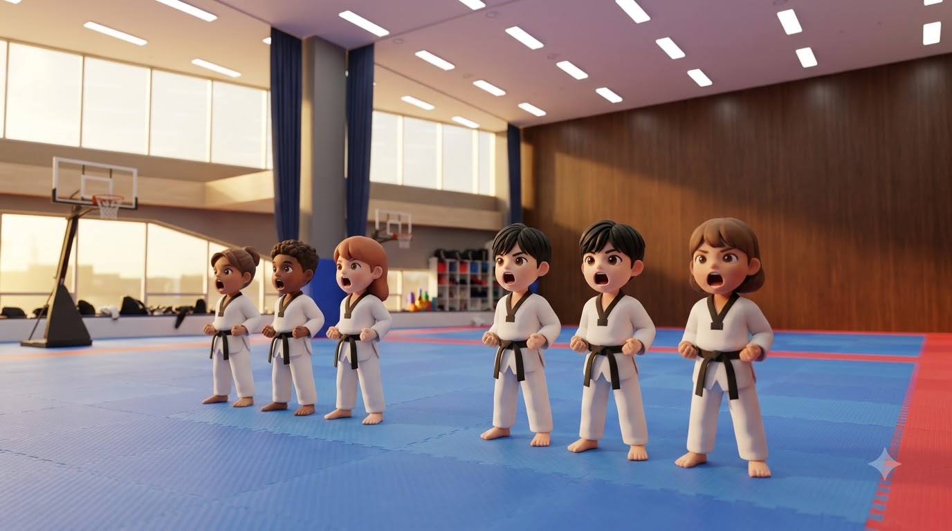 본문 14번 그림 — 기합을 크게 넣는 아이들